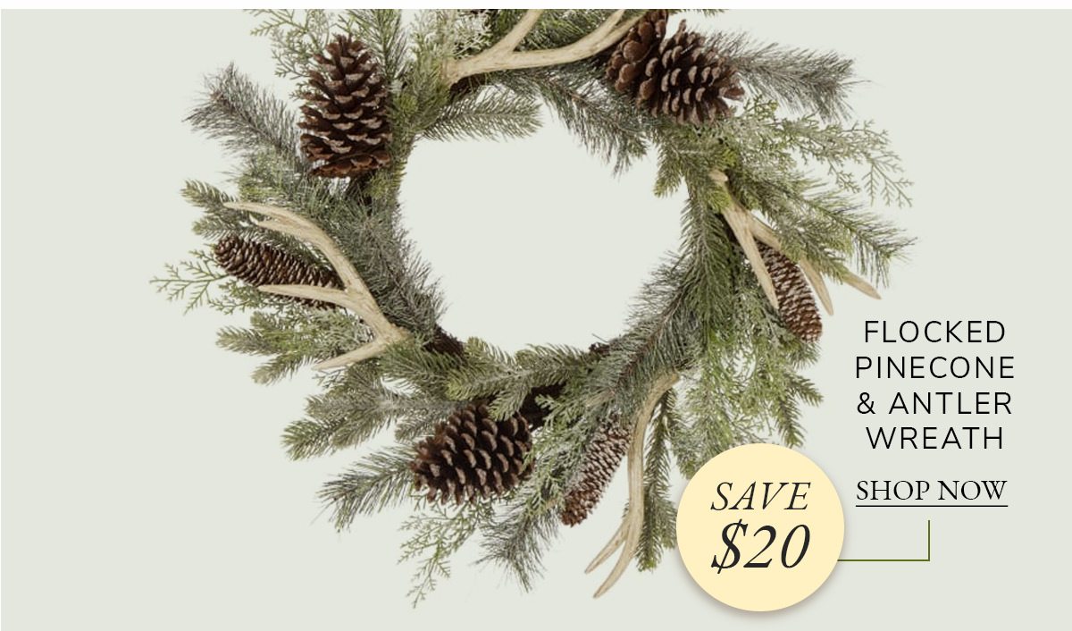 Flocked Pinecone & Antler Wreath | SHOP NOW