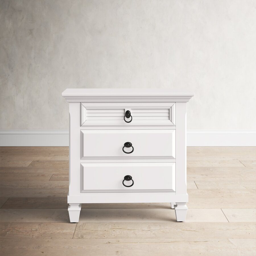 Fabela 3 - Drawer Solid Wood Nightstand in Bright White