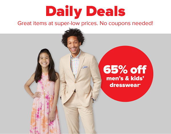 Daily Deals - Great items at super-low prices. No coupons needed! 65% off men's & kids' dresswear.