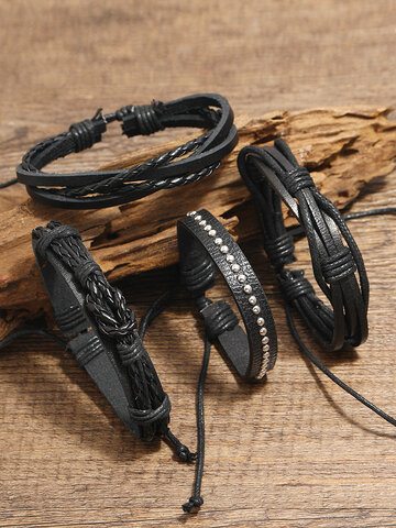 4 Pcs Hand-woven Bracelet Set