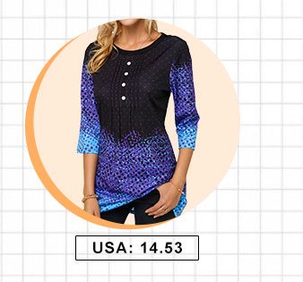 Round Neck Three Quarter Sleeve Blouse