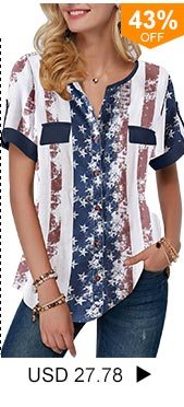 Roll Tab Sleeve Star Print Blouse