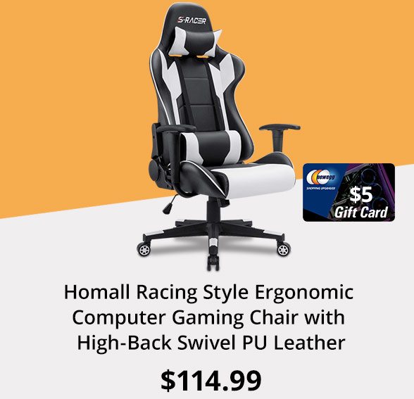 Homall Racing Style Ergonomic Computer Gaming Chair with High-Back Swivel PU Leather