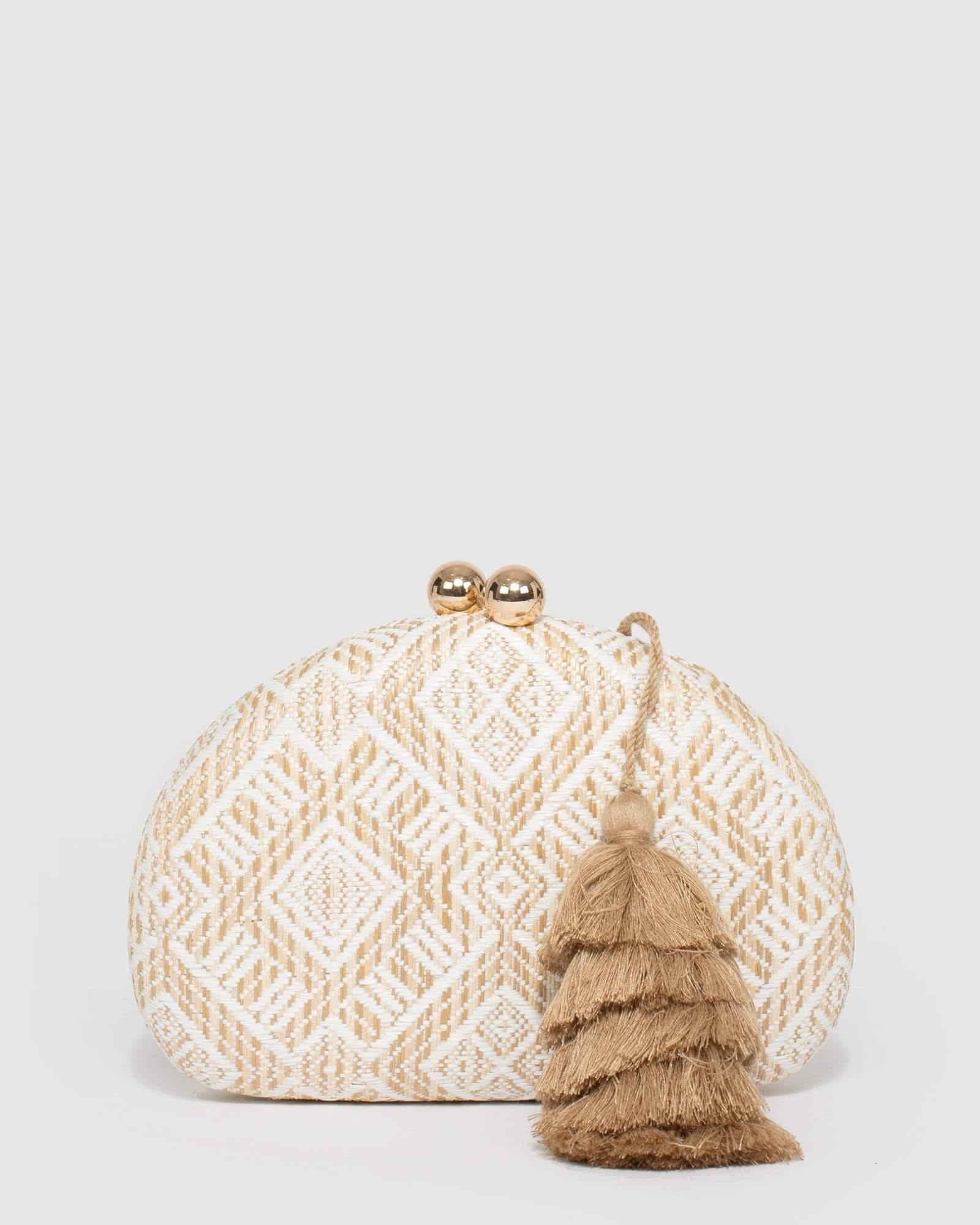 Image of Natural Jade Hardcase Tassel Clutch Bag