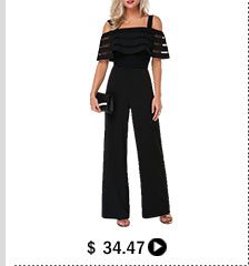 Overlay Embellished Strappy Cold Shoulder Black Jumpsuit