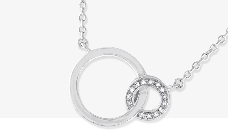 Interlocking Circles Necklace with Diamonds Sterling Silver