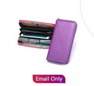 Women Genuine Leather Multi-function Long Wallet 24 Card Slot Phone Purse Card Holder Wallet
