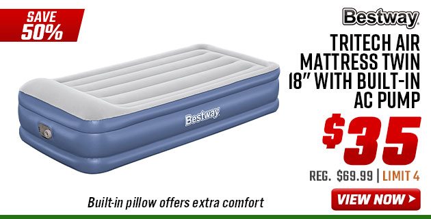 Bestway Tritech Air Mattress Twin 18'' with Built-in AC Pump