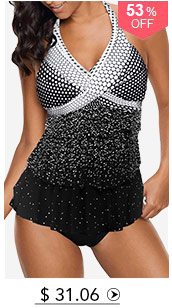 Polka Dot Print Halter Neck Layered Tankini Set