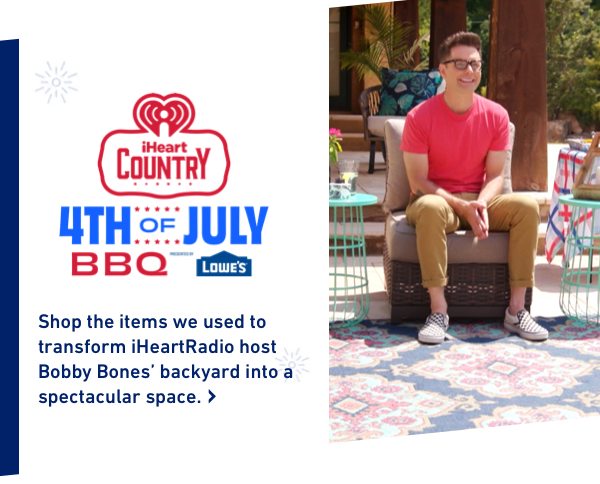iHeart Country 4th of July BBQ. Shop the items we used to transform iHeart Radio host Bobby Bones' backyard into a spectacular space.
