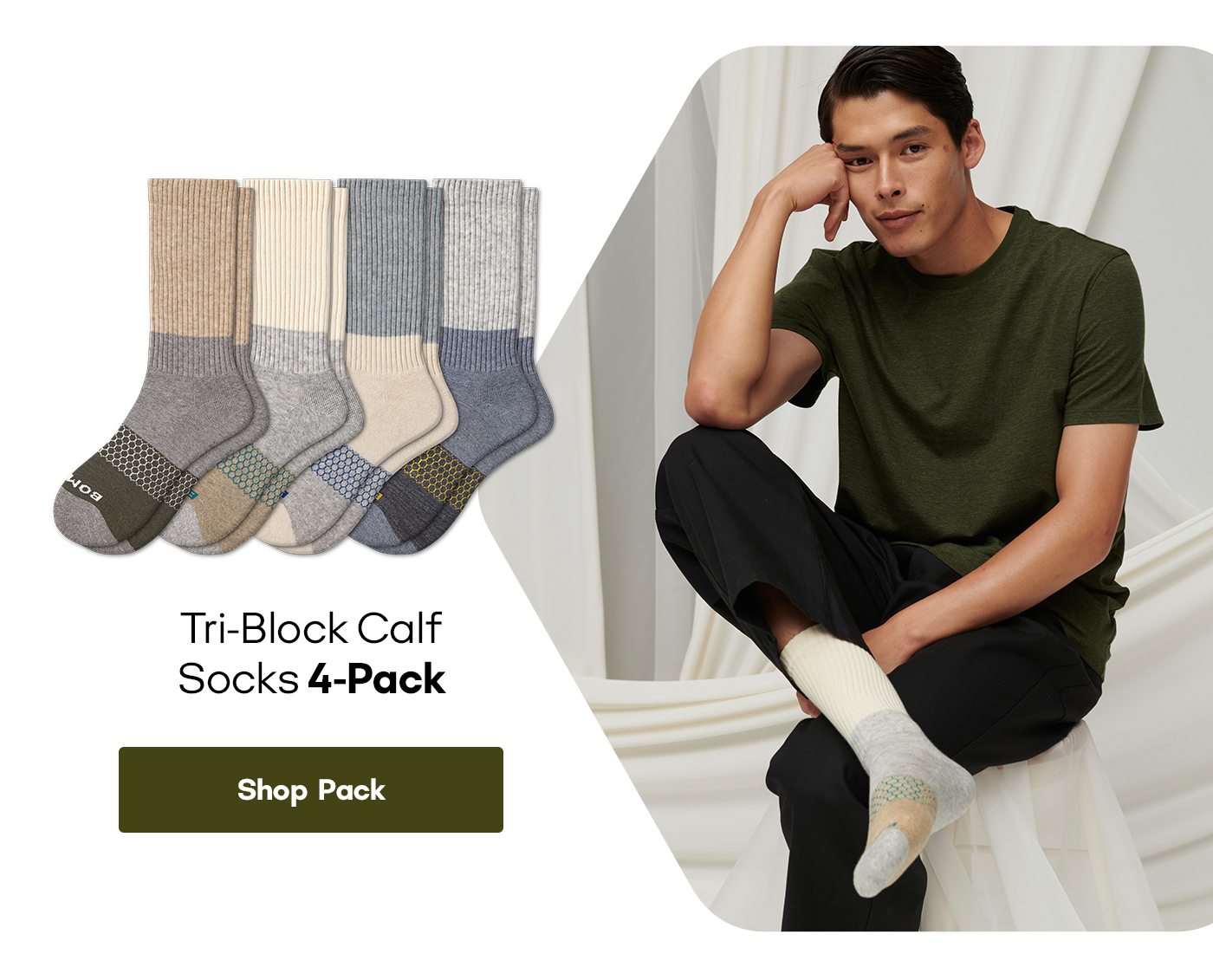 Men. Tri Block Marl Calf Sock 4 Pack. Shop Pack.