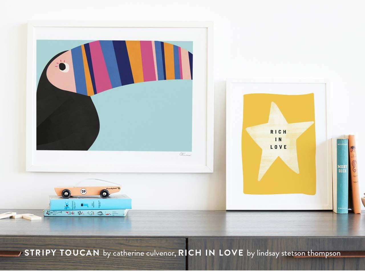 Stripy Toucan by Catherine Culvenor, rich in love by Lindsay Stetson Thompson