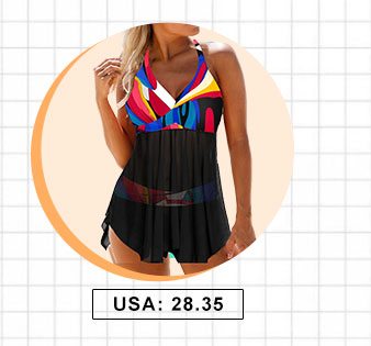 Halter Neck Printed Asymmetric Hem Swimdress and Panty
