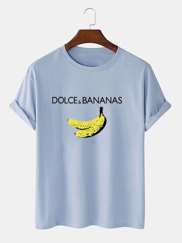 Banana & Character Print Cotton T-Shirts