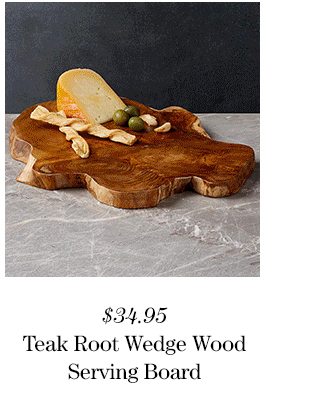 teak root wedge wood serving board