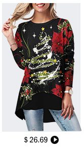 Christmas Printed Long Sleeve Black Button Back T Shirt