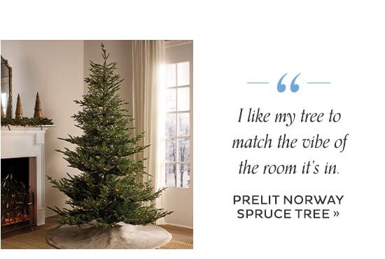 “I like my tree to match the vibe of the room it's in.” - Prelit Norway Spruce Tree