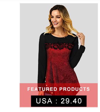 Asymmetric Hem Flower Print Crochet Embellished T Shirt 