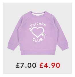 Younger Girls Lilac Unicorn Slogan Sweater