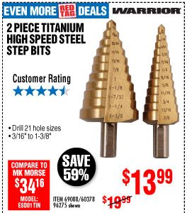 View Titanium Coated High Speed Steel Step Bit Set 2 Pc