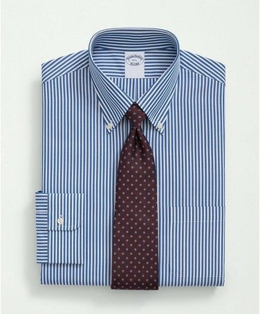 Supima® Cotton Poplin Polo Button-Down Collar, Striped Dress Shirt