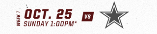 Oct 25 vs. vs. Dallas Cowboys