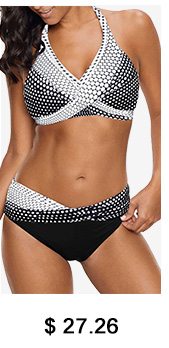 Polka Dot Print Halter Neck Bikini Set