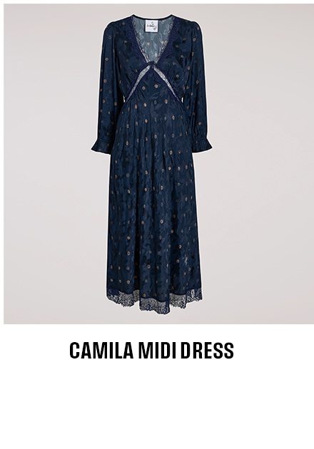 Camila Midi Dress (Navy Dot)