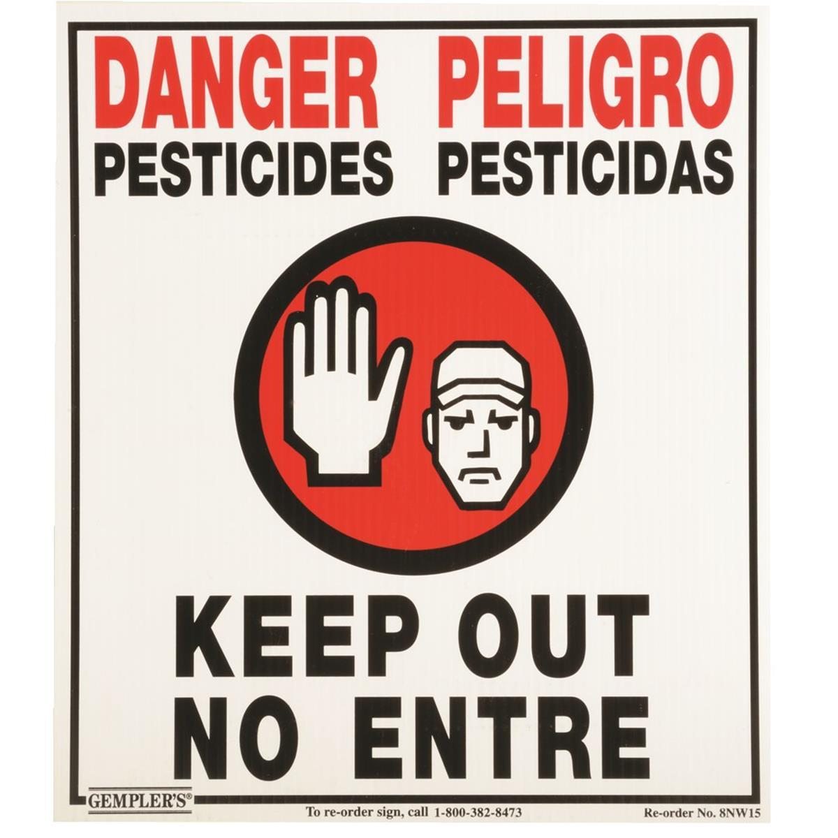 Image of Gempler&squot;s Vinyl WPS Bilingual Warning Sign, 14"W x 16"H