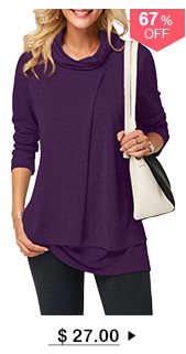 Long Sleeve Cowl Neck Layered T Shirt