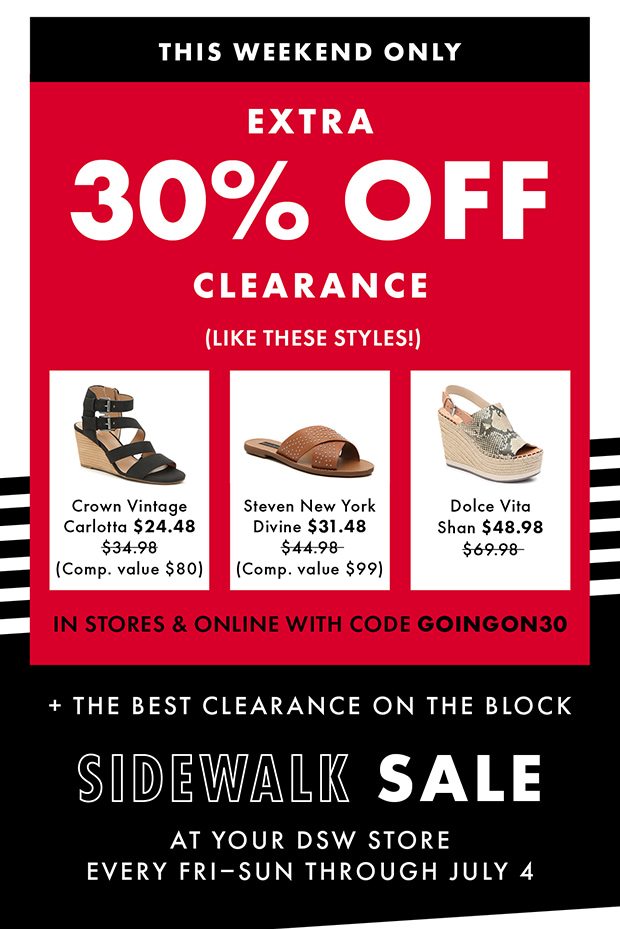 Extra 30% off clearance (!) - DSW Email 