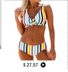 Underwire Mid Waist Multi Stripe Bikini Set