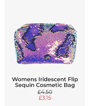 Womens Iridescent Flip Sequin Cosmetic Bag