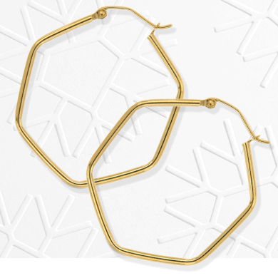 Hexagon Hoop Earrings 10K Yellow Gold