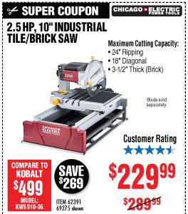 View 10 in. 2.5 HP Tile/Brick Saw