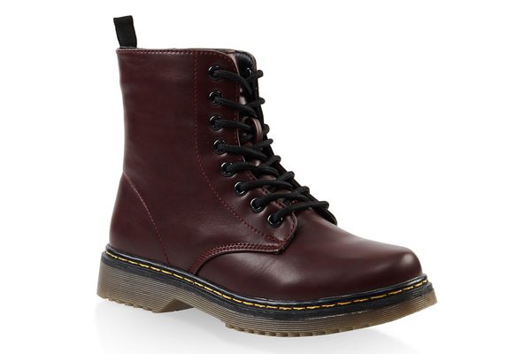 Rubber Sole Lace Up Combat Boots