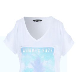 Cold shoulder printed t-shirt