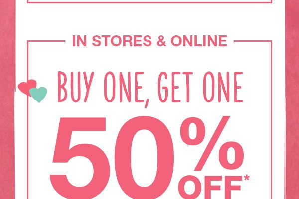 In stores & online: buy one, get one 50% off* sweatshirts, jeans and more