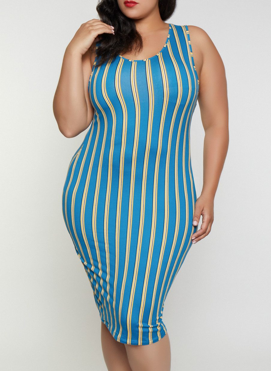 Plus Size Striped Tank Dress