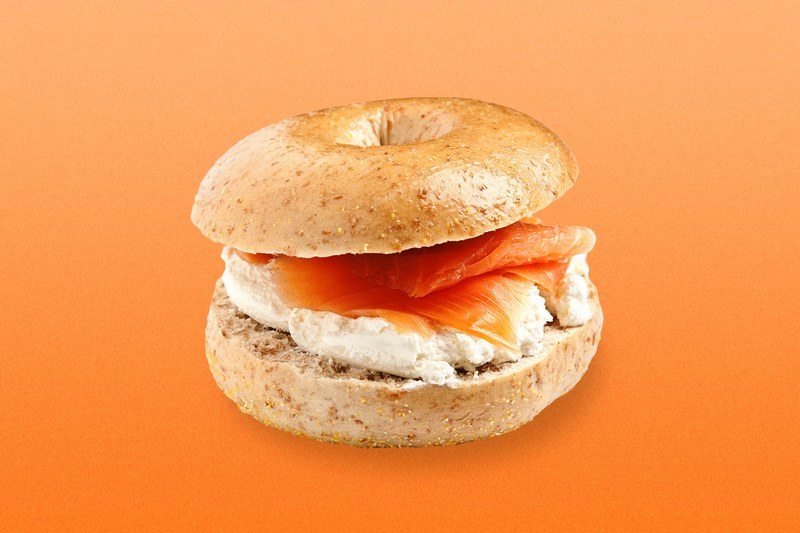 Bagel with cream cheese and smoked salmon
