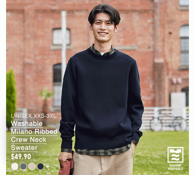 PDP8 - MEN WASHABLE MILANO RIBBED CREW NECK SWEATER