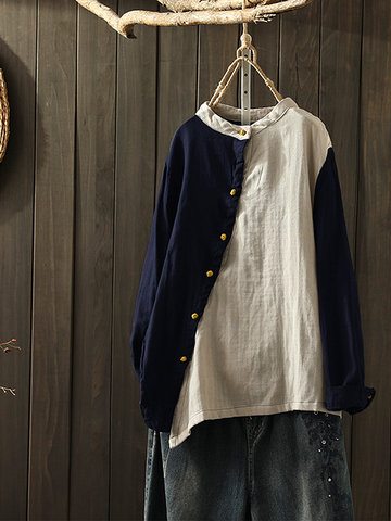Two-tone Patch Blouse