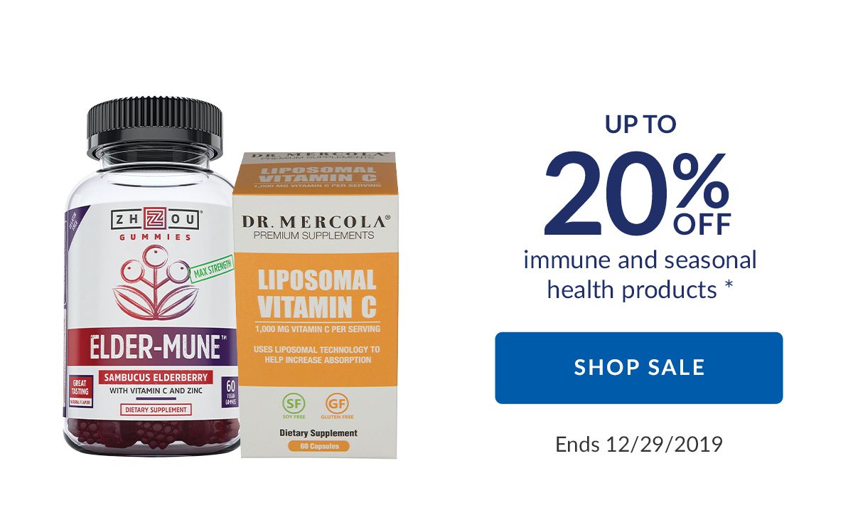 Up to 20% off immune and seasonal health products