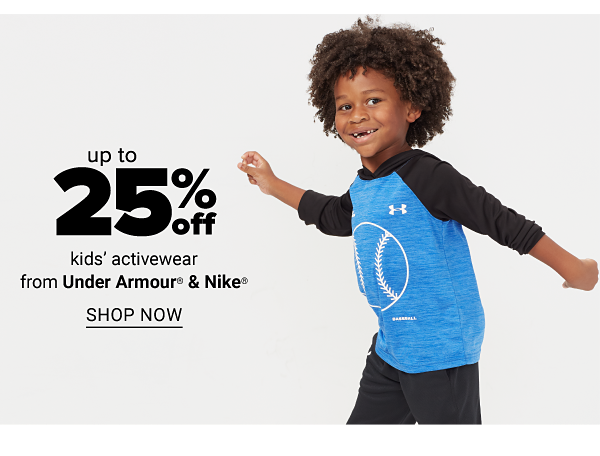 Up to 25% off kids under armour and nike - Shop Now