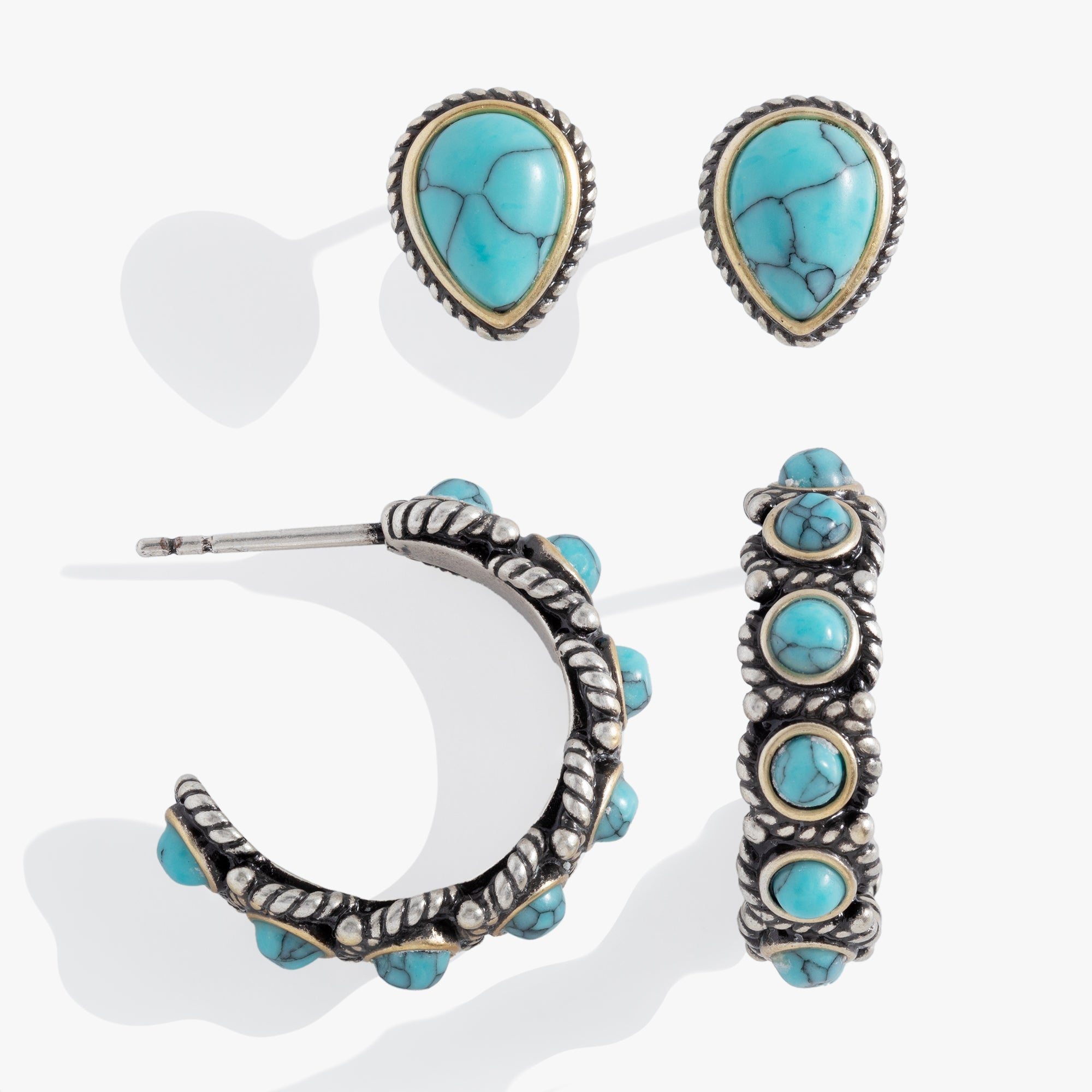 Image of Turquoise Stud and Hoop Set