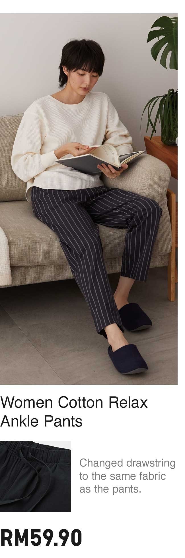 WOMEN COTTON RELAX ANKLE PANTS