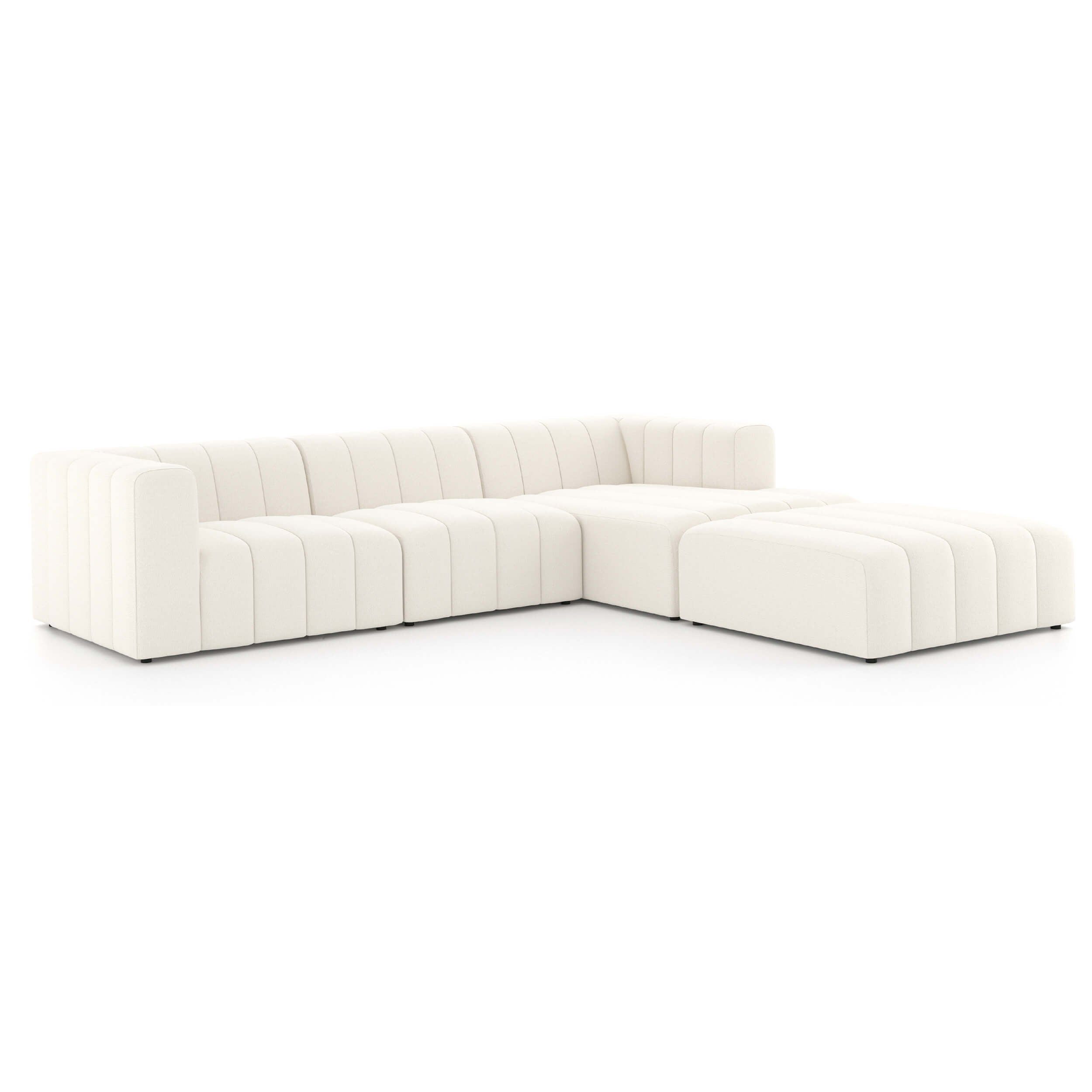 Image of Langham Channeled 3-Piece Sectional w/Ottoman, Fayette Cloud