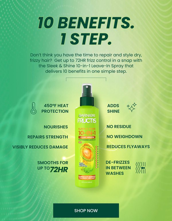 10 Benefits in 1 Step with Fructis 10-in-1 treatment