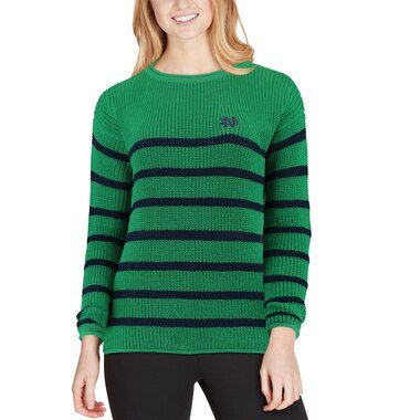 Notre Dame Fighting Irish Women's Green Missy Juliette Striped Knit Sweater