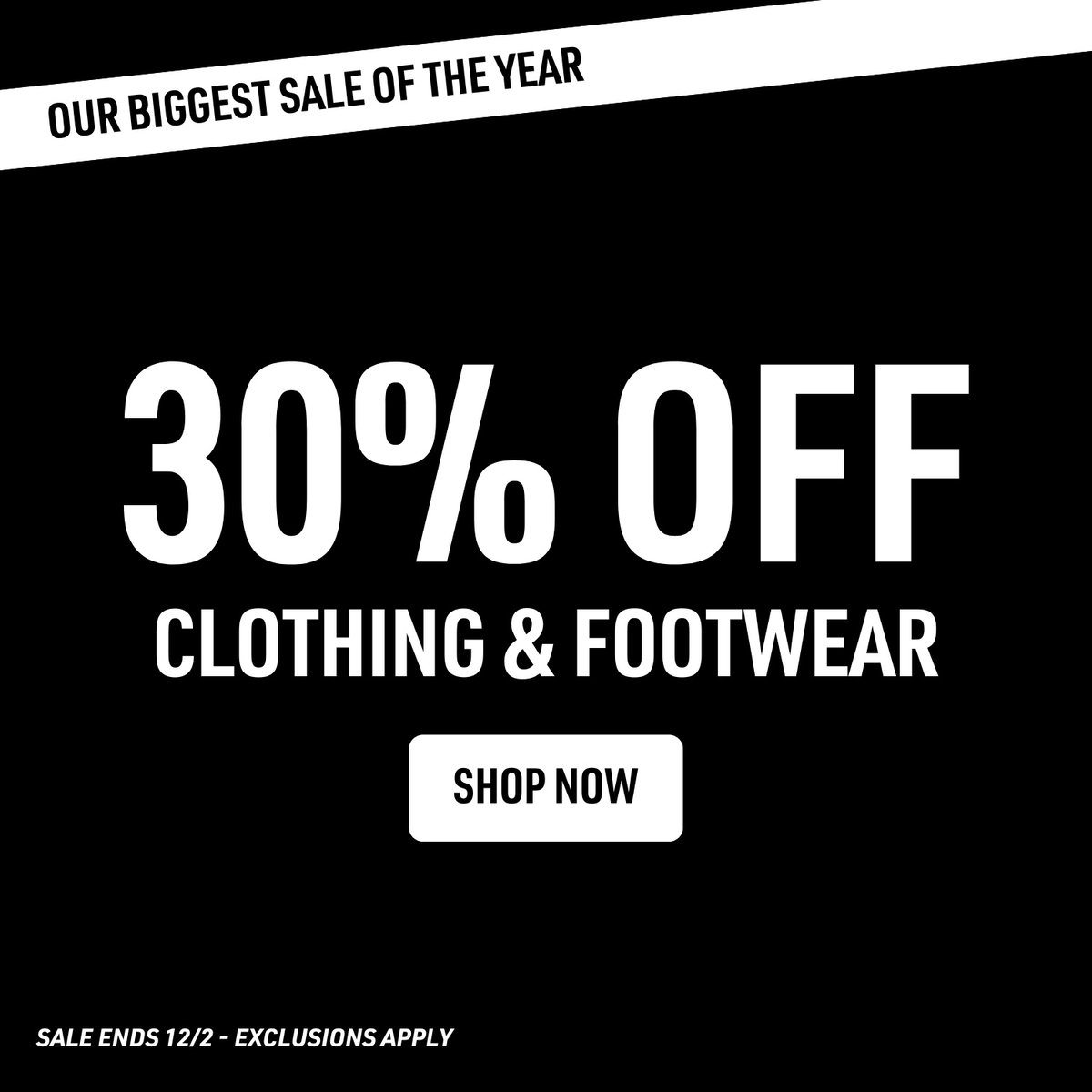 30% off clothing and footwear